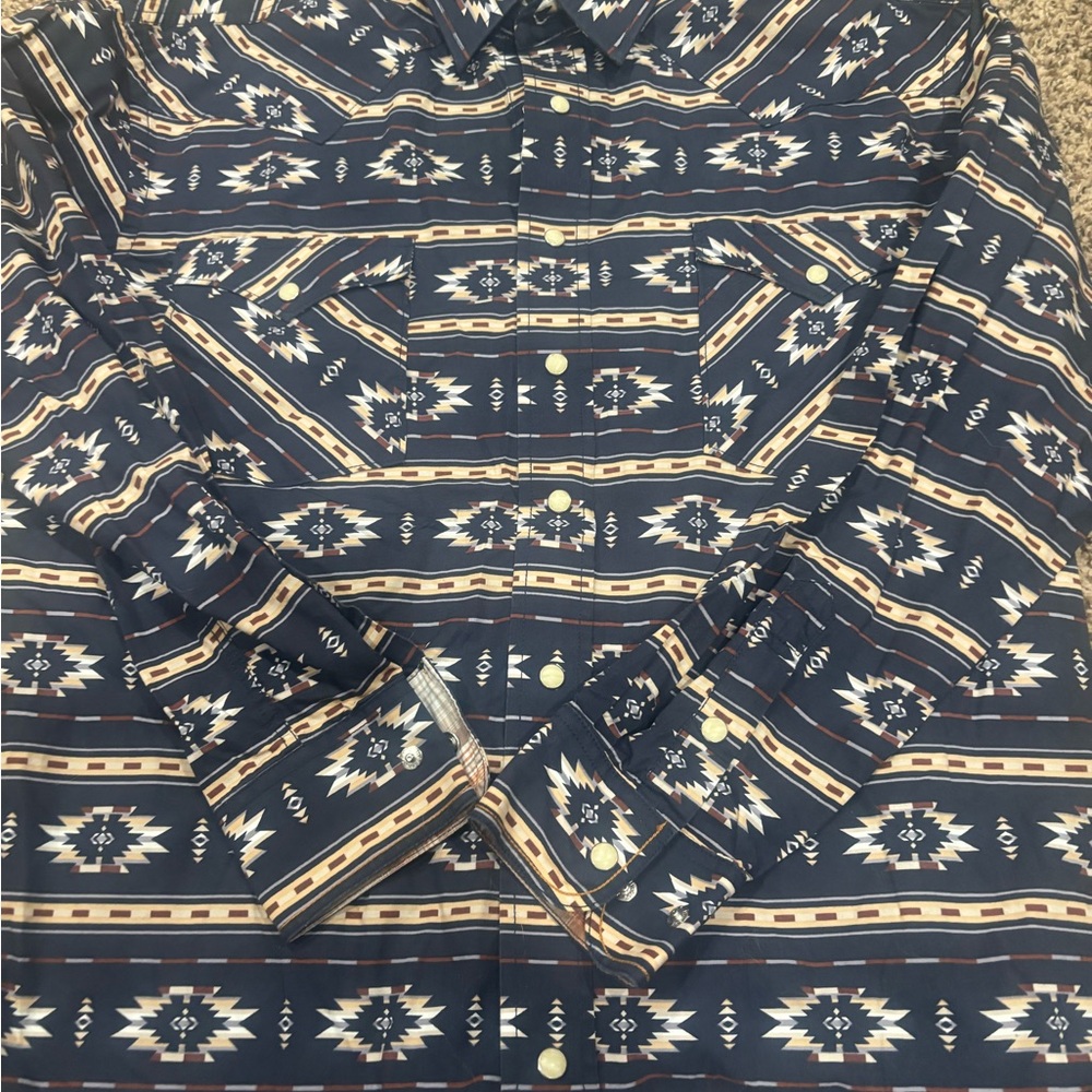 Navy Patterned Men's Dress Shirt